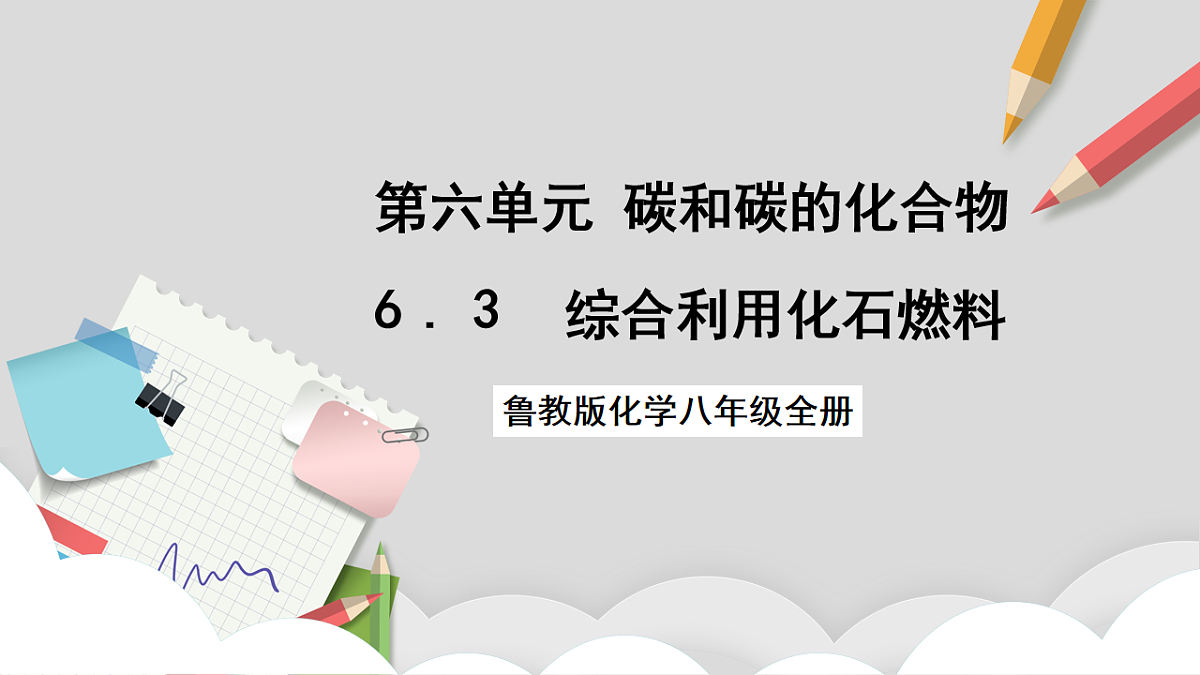 鲁教版（五四制）（2024）化学八年级全册6.3《综合利用化石燃料》课件第1页