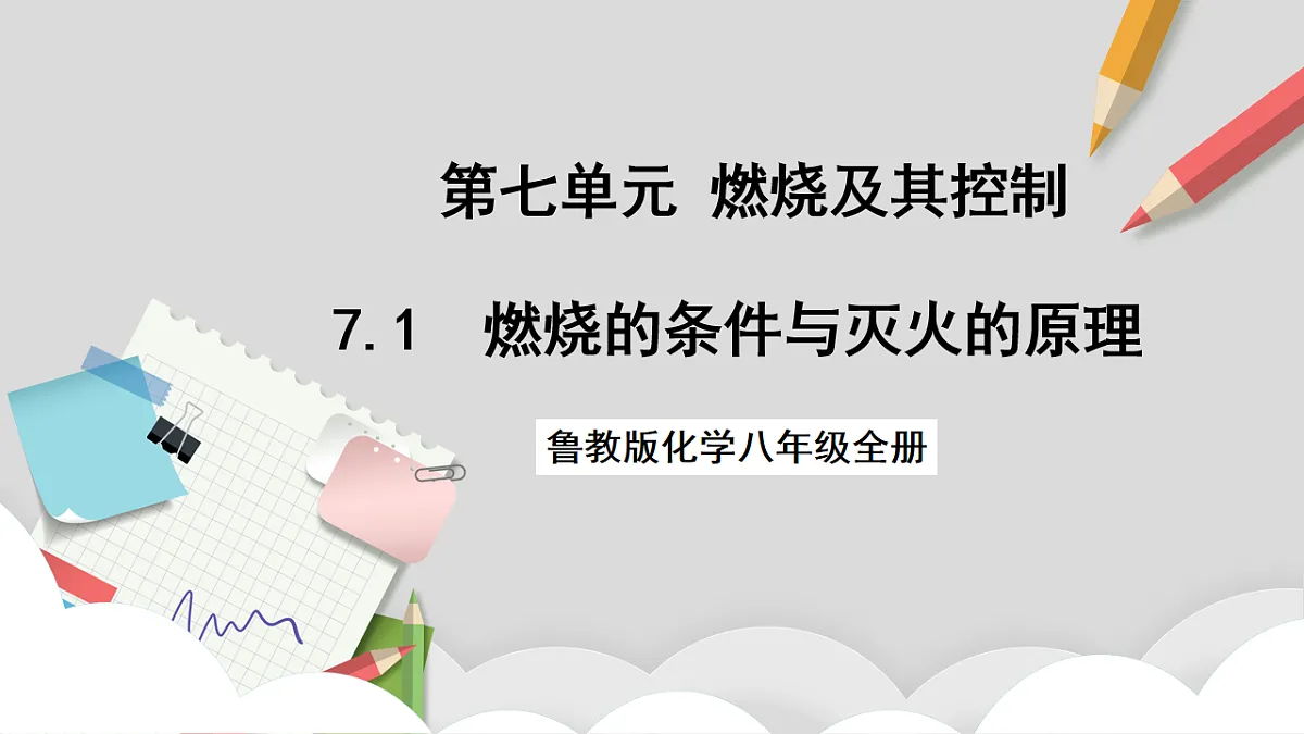 鲁教版（五四制）（2024）化学八年级全册 7.1《燃烧的条件与灭火的原理 》课件第1页