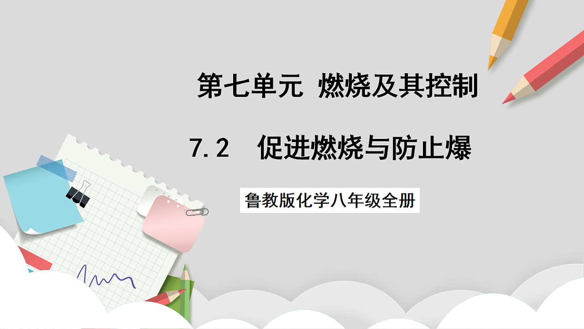 鲁教版（五四制）（2024）化学八年级全册 7.2《 促进燃烧与防止爆炸 》课件第1页
