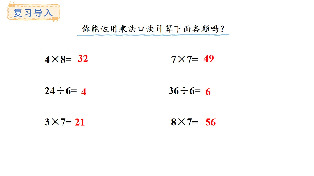 人教版数学二年级上册5.4 用7~9的乘法口诀求商（课件）第2页
