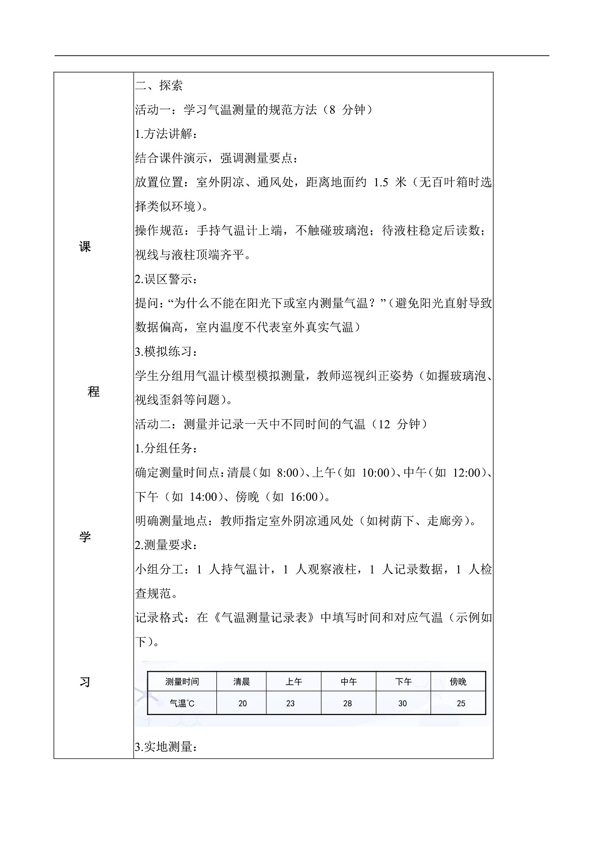 教科版科学三年级上册 1.3 测量气温 同步教案第2页