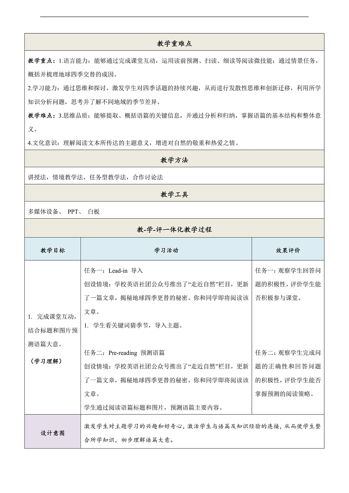 沪教牛津版（六三制三起）英语七上 Unit 3 《The seasons 第四课时Cross-curriculum connection教学设计第2页