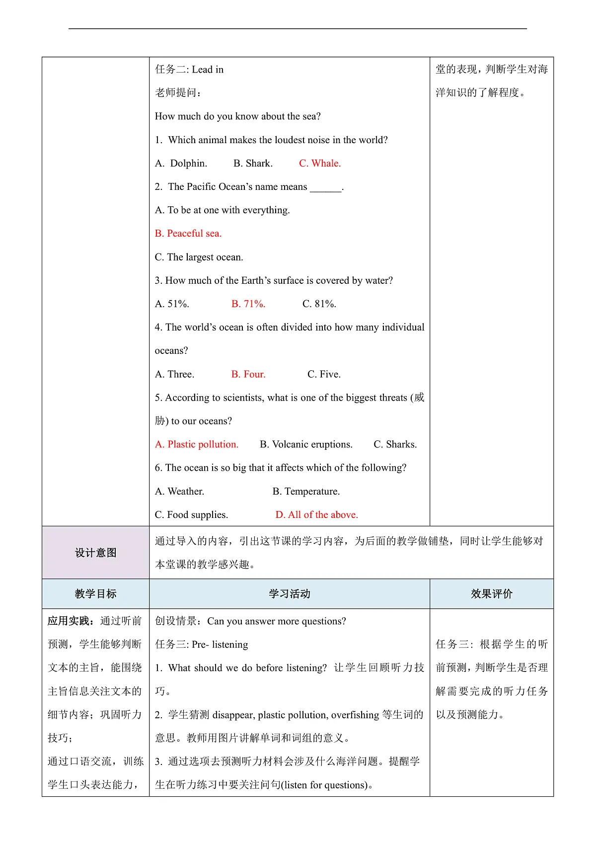 沪教牛津版（六三制三起）英语七上Unit 4 《The Earth》 第2课时 Listening & Speaking教学设计第3页