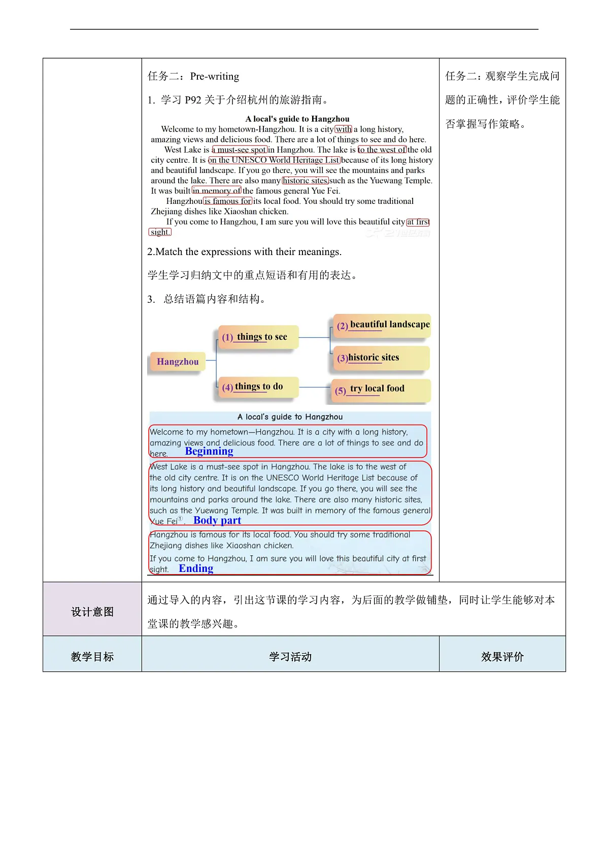 沪教牛津版（六三制三起）英语七上Unit 6 《Travelling around Asia》第4课时Writing教学设计第3页