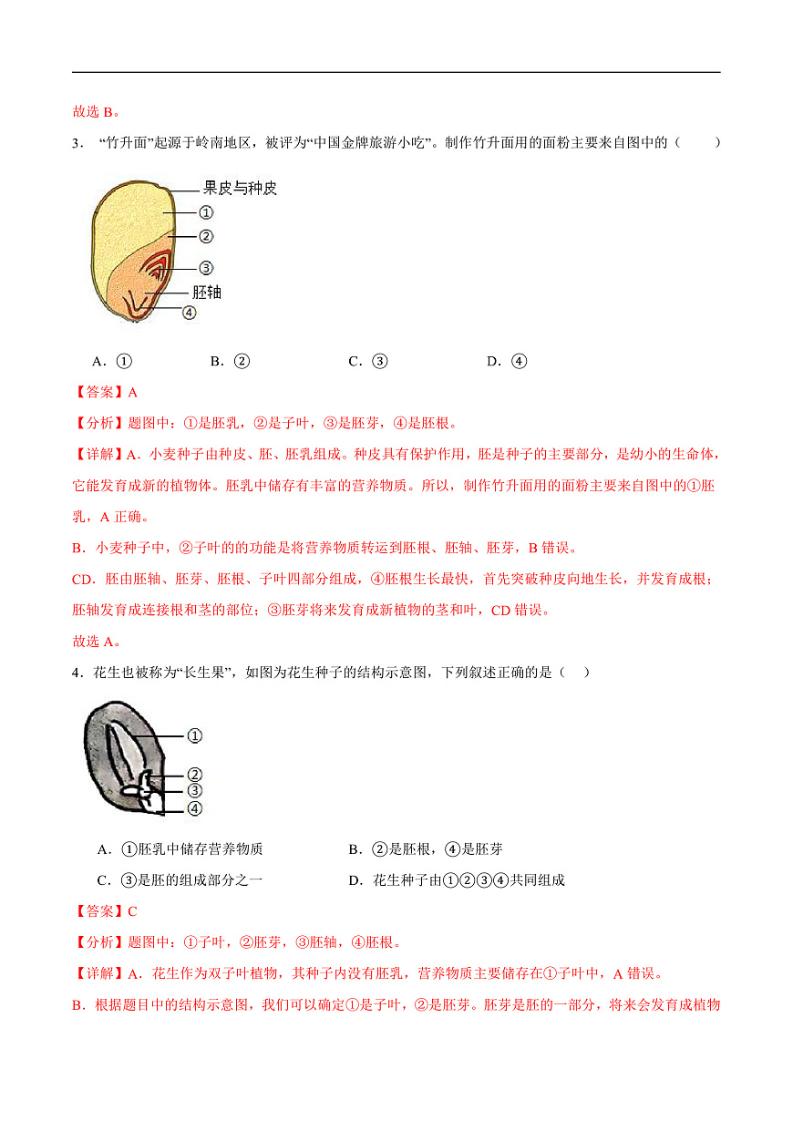 4.9.1 种子的萌发(分层作业）（解析版）第2页