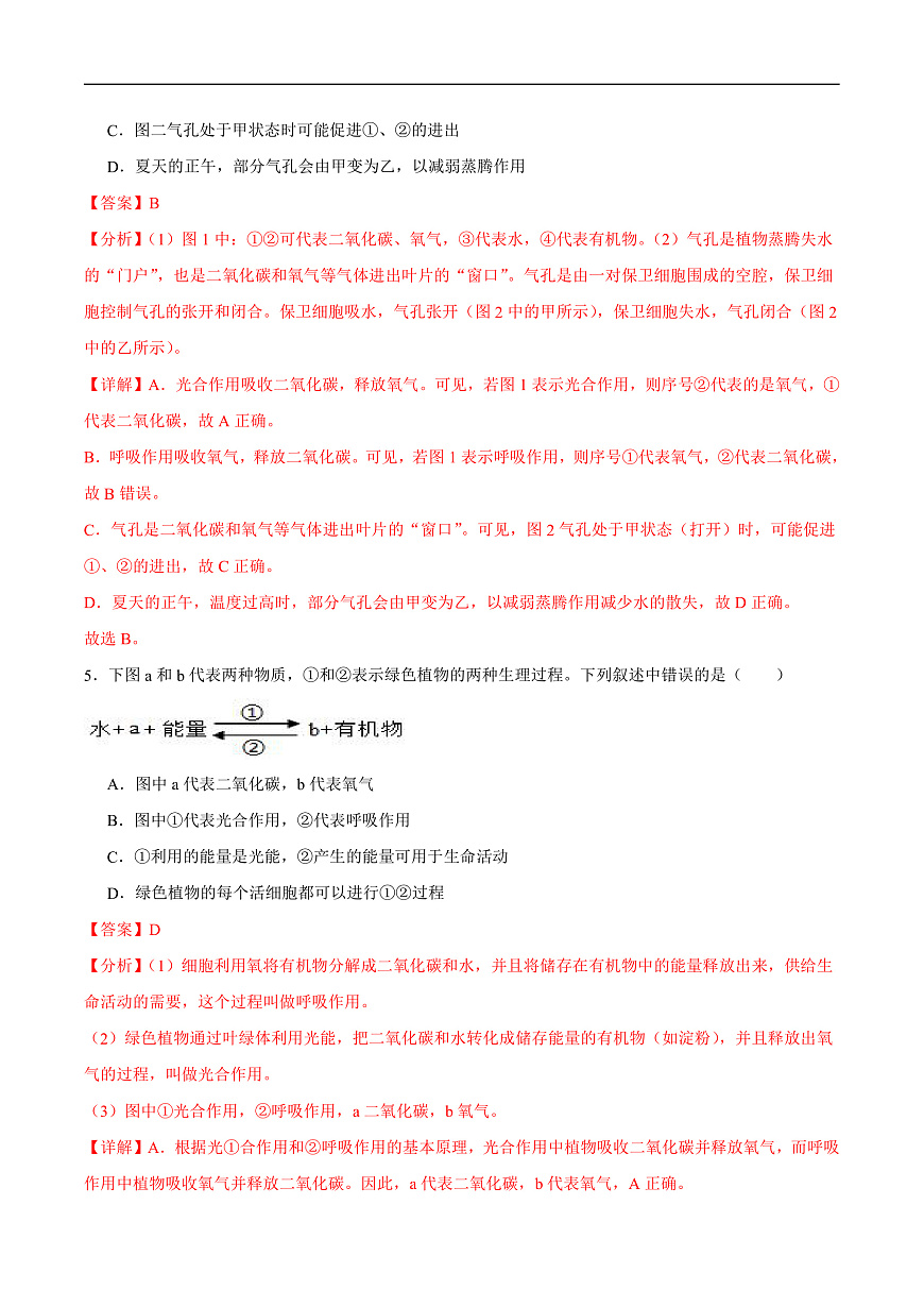 4.11.2 植物的呼吸作用 (分层作业）（解析版）第3页