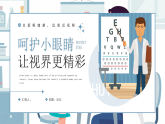 藍色簡約扁平保護眼睛主題班會課件
