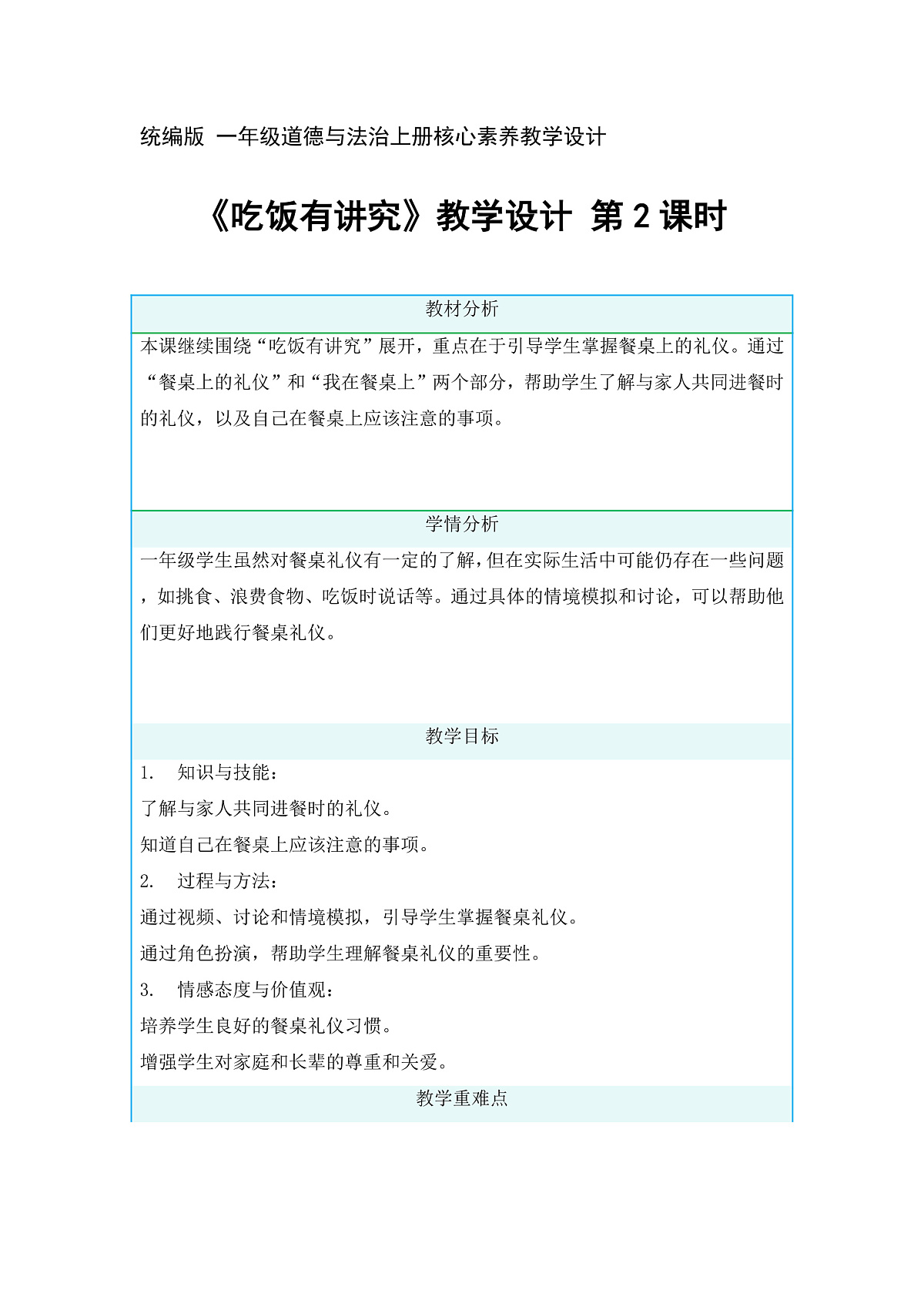 10吃饭有讲究第2课时课件+教案第1页