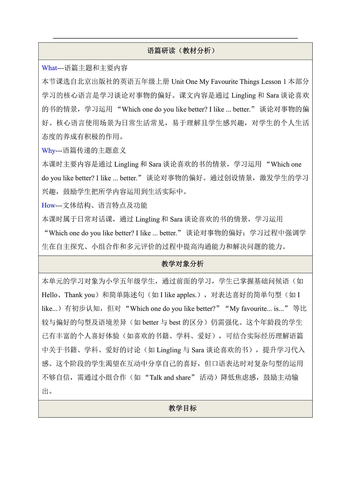 Unit 1 My Favourite Things Lesson 1 教学设计第2页