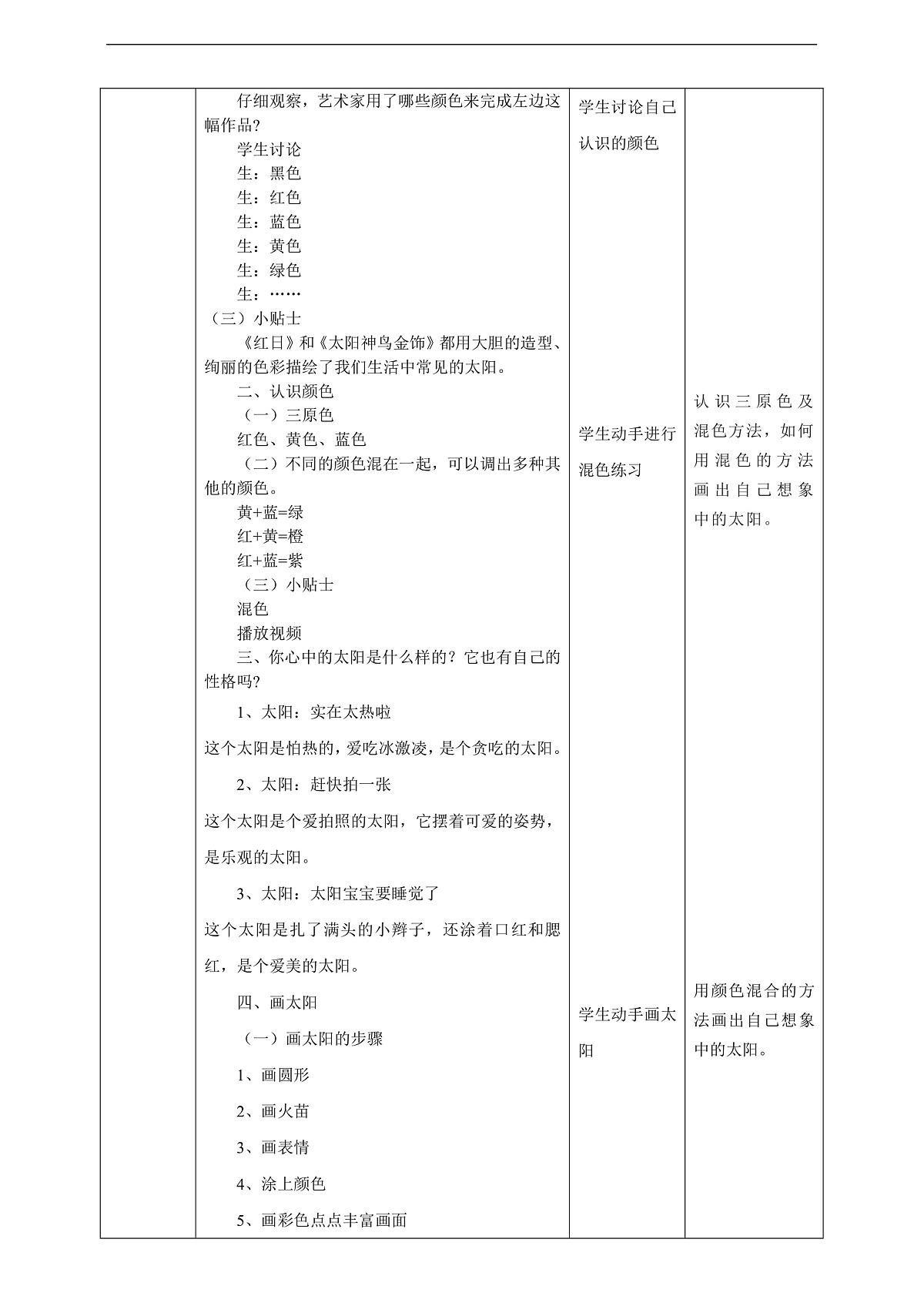 【湘版】美术  一年级上册   第三单元  2 我的太阳娃  课时教案第2页