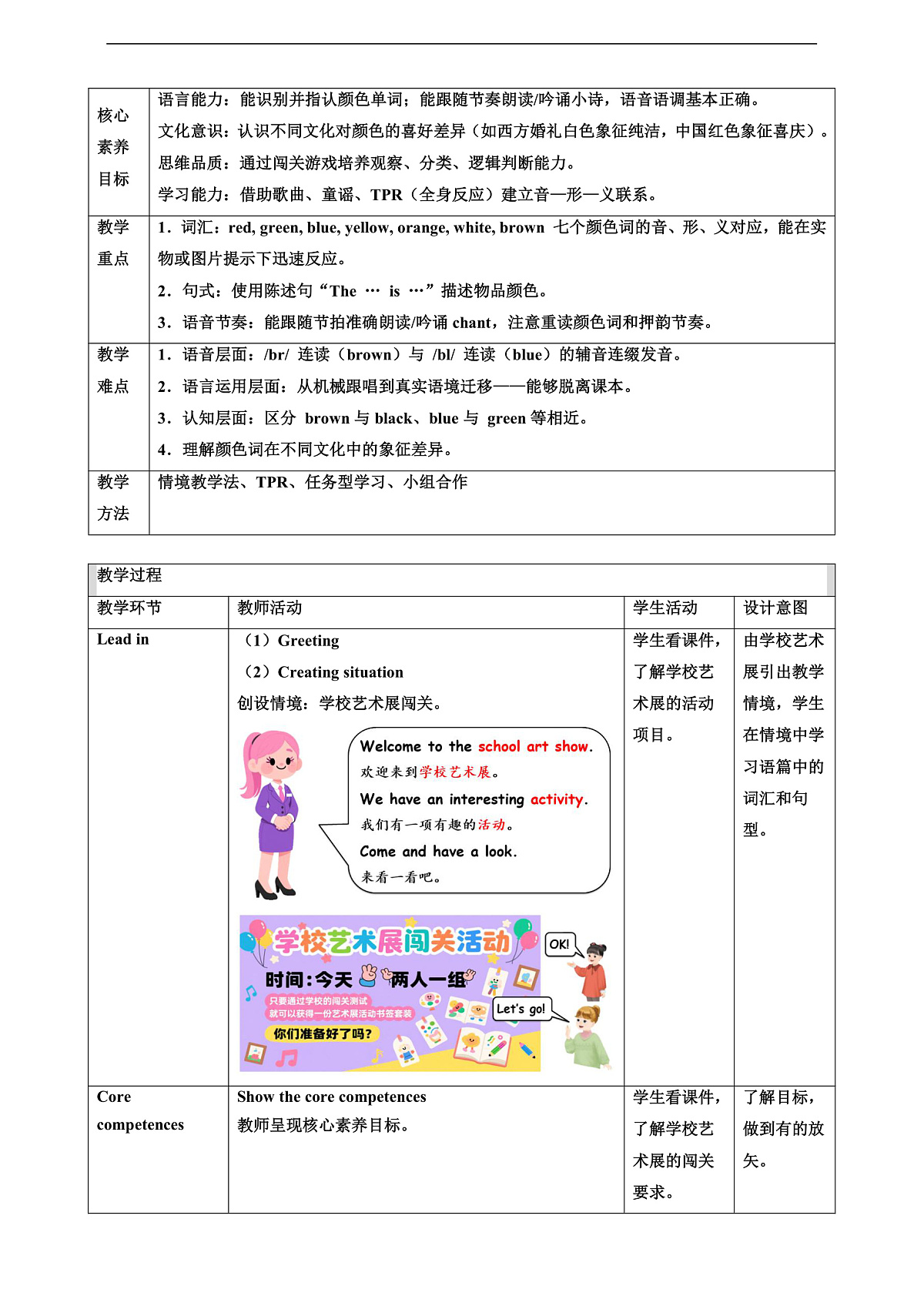 人教版PEP 2A Unit 2 A great picture Lesson 1 教案第2页