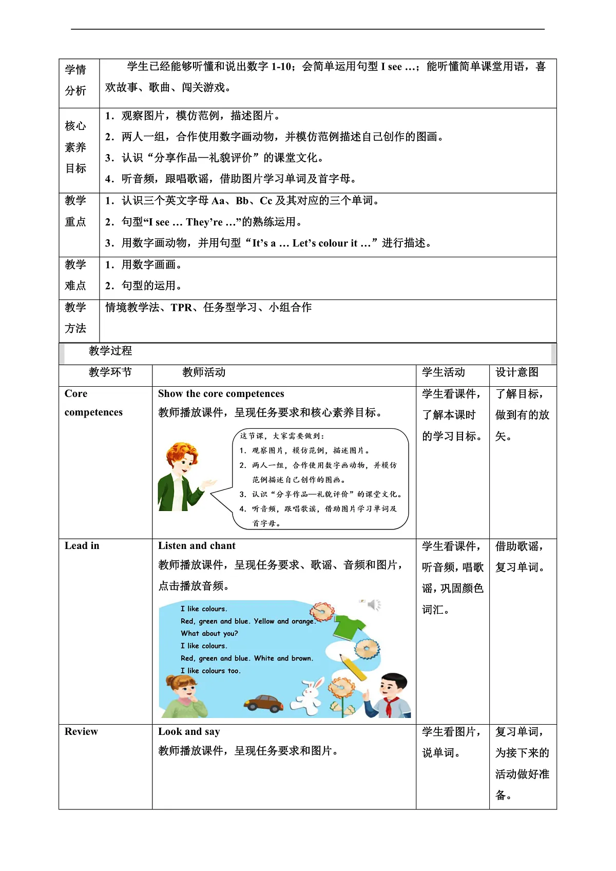人教版PEP 2A Unit 2 A great picture Lesson 3 教案第2页