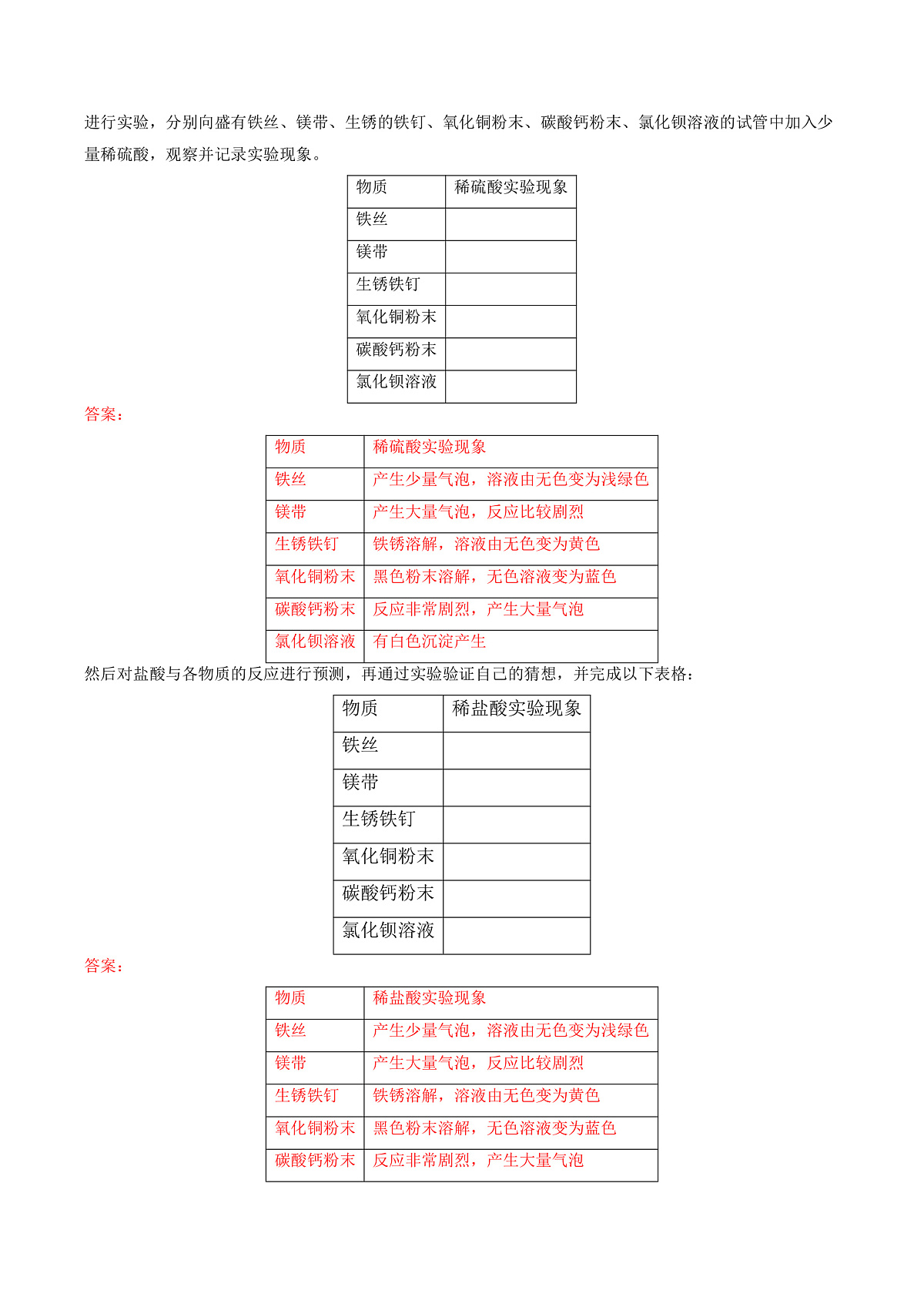 课题2 认识酸、碱、盐的性质及应用 第1课时（导学案）（解析版）第3页