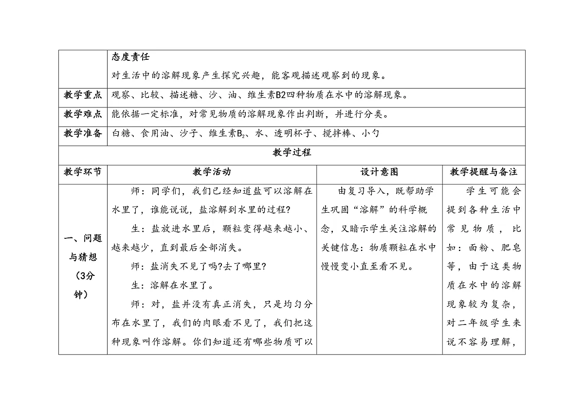 1.2《水能溶解哪些物质》教学设计 2025-2026学年大象版二年级科学上册第2页