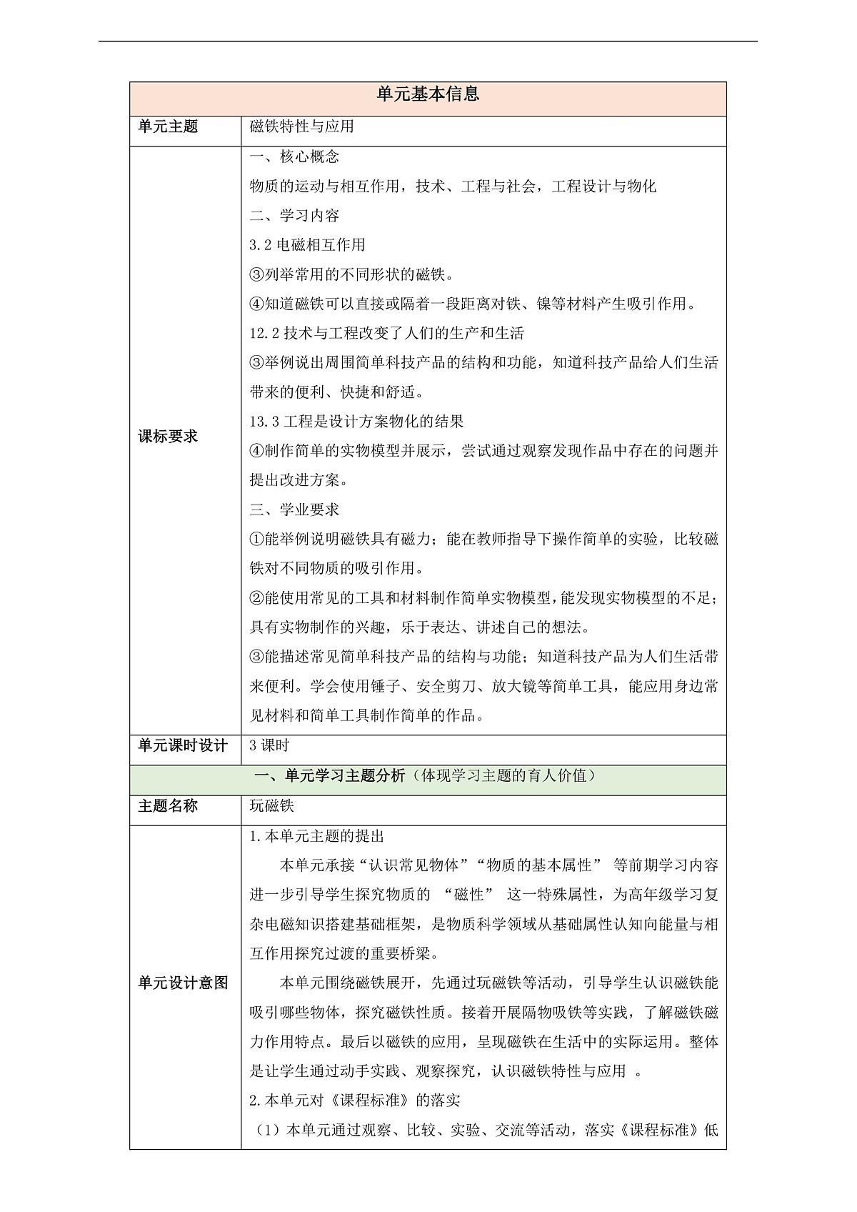 【教学评一体化】第二单元《玩磁铁》整体设计第1页