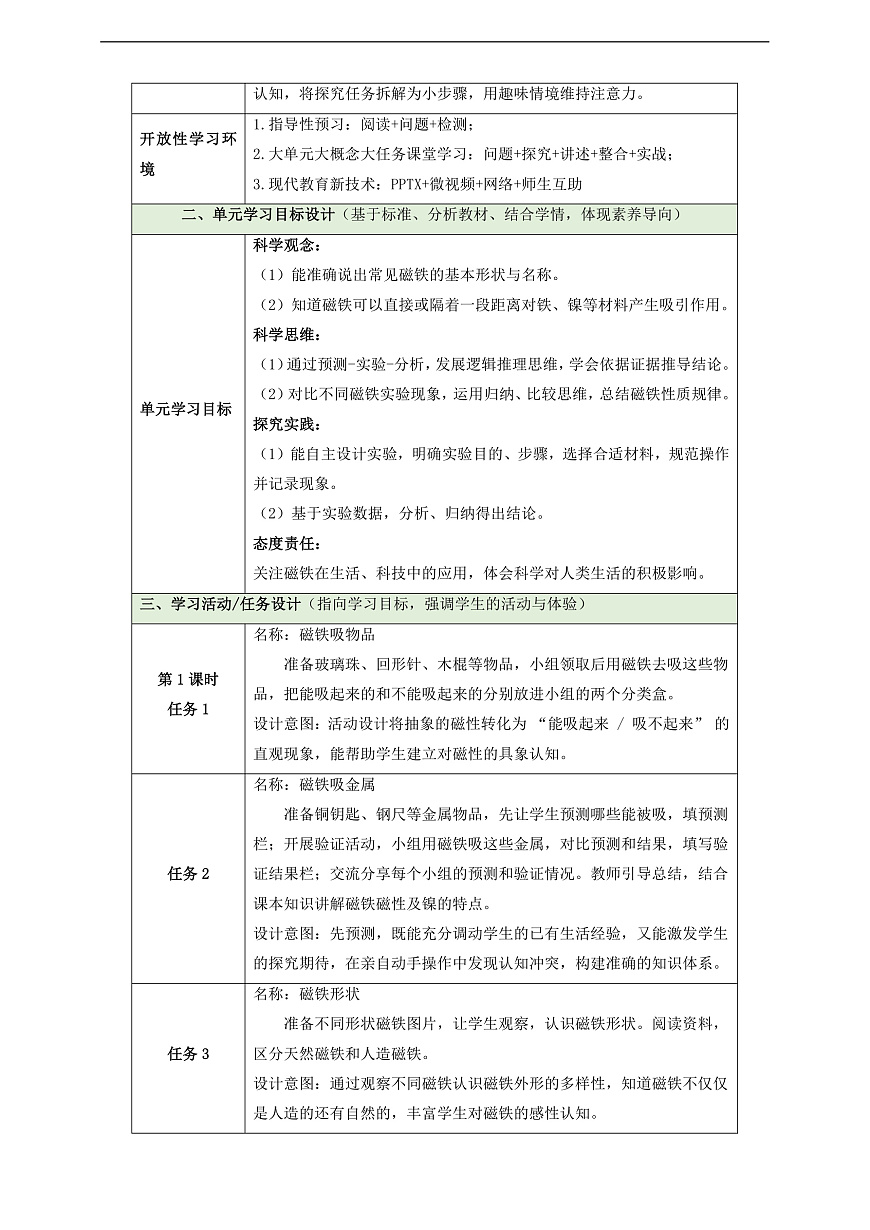 【教学评一体化】第二单元《玩磁铁》整体设计第3页