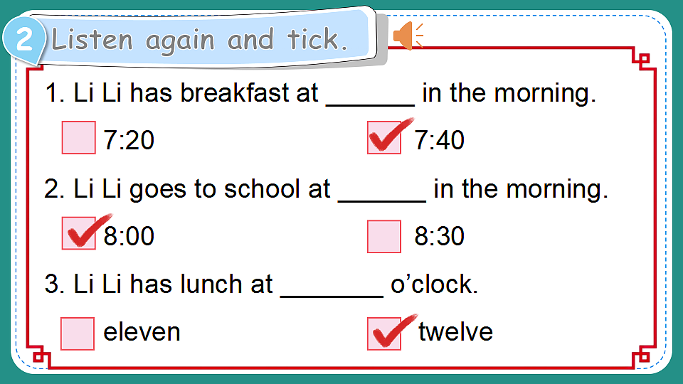 Lesson 2 She has breakfast at 7：40 a.m第6页