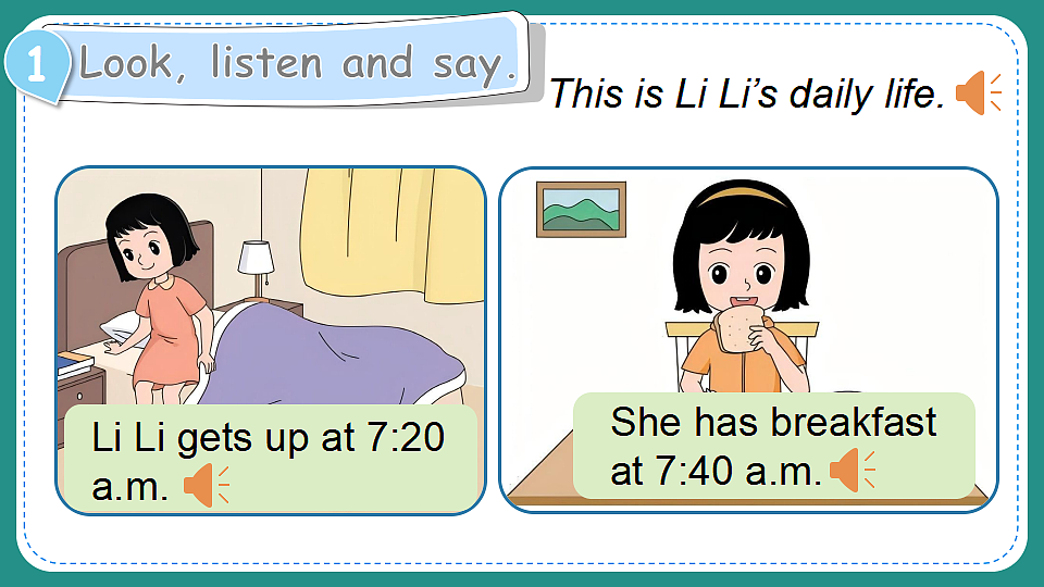 Lesson 2 She has breakfast at 7：40 a.m第8页