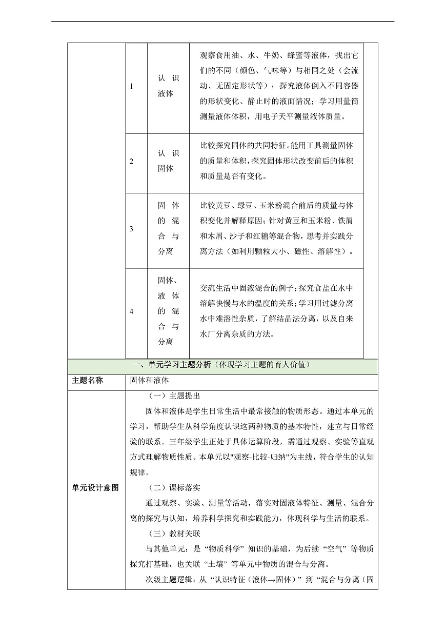 【教学评一体化】第二单元《固体和液体》整体设计第2页