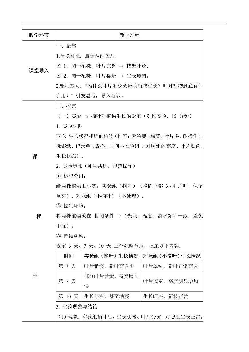 1.5 植物的叶（教学设计）科学粤教粤科版三年级上册（新教材）第2页