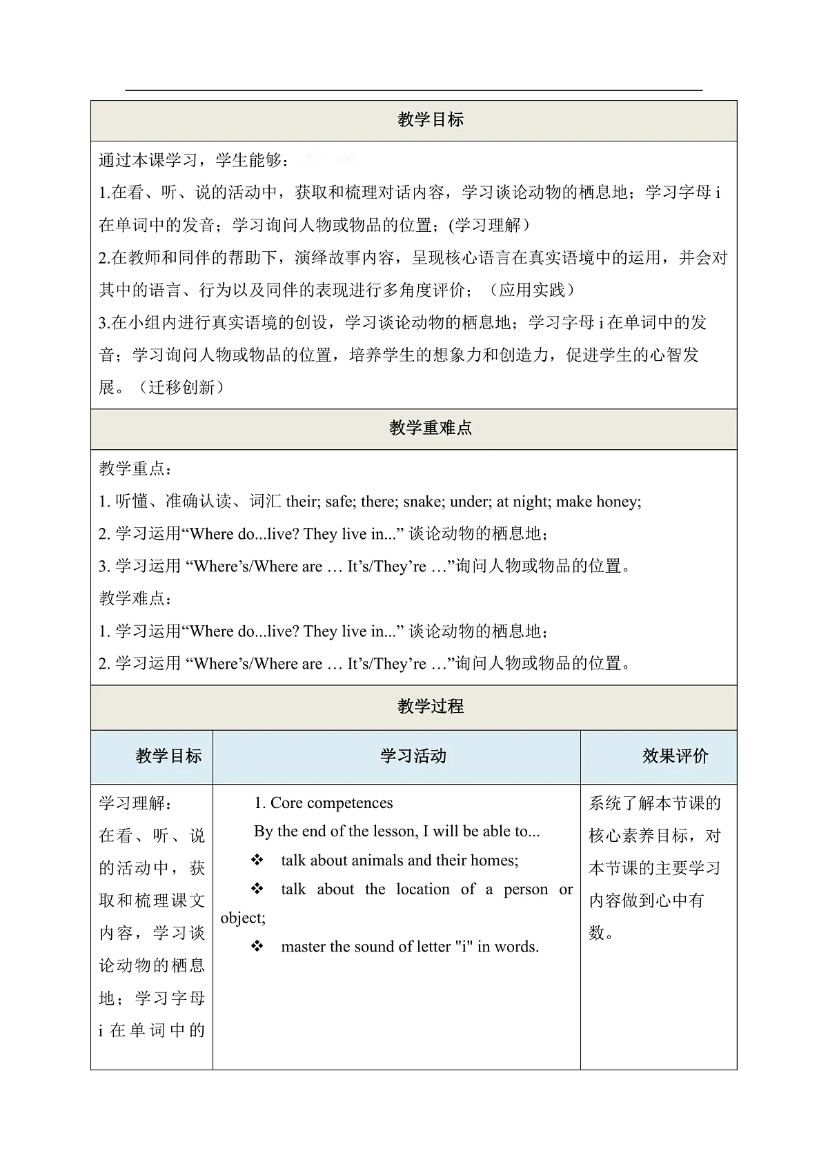 【教学评一体化】Unit 2 Where do animals live Period 2 Explore 教学设计第3页