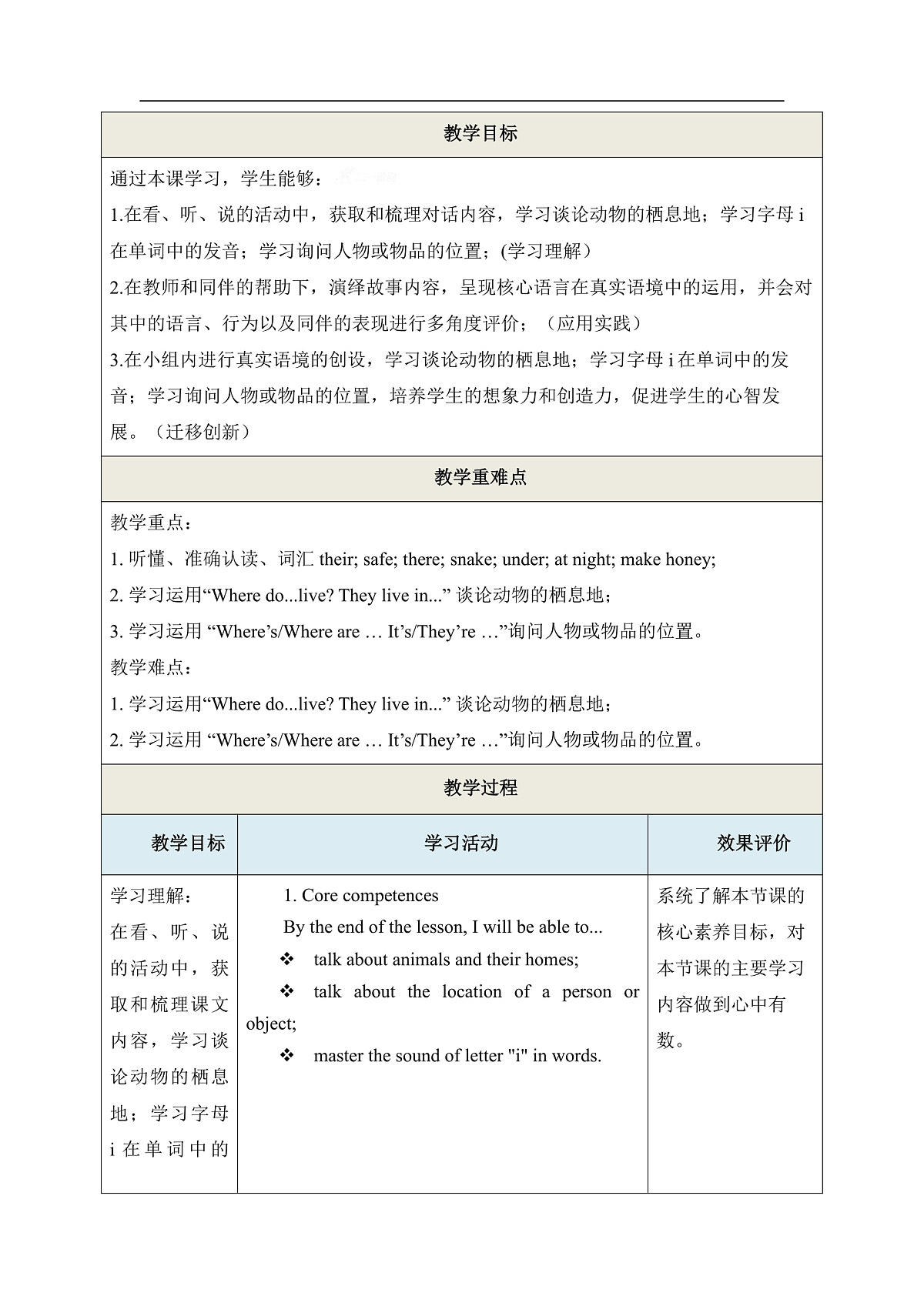 【教学评一体化】Unit 2 Where do animals live Period 2 Explore 教学设计第3页