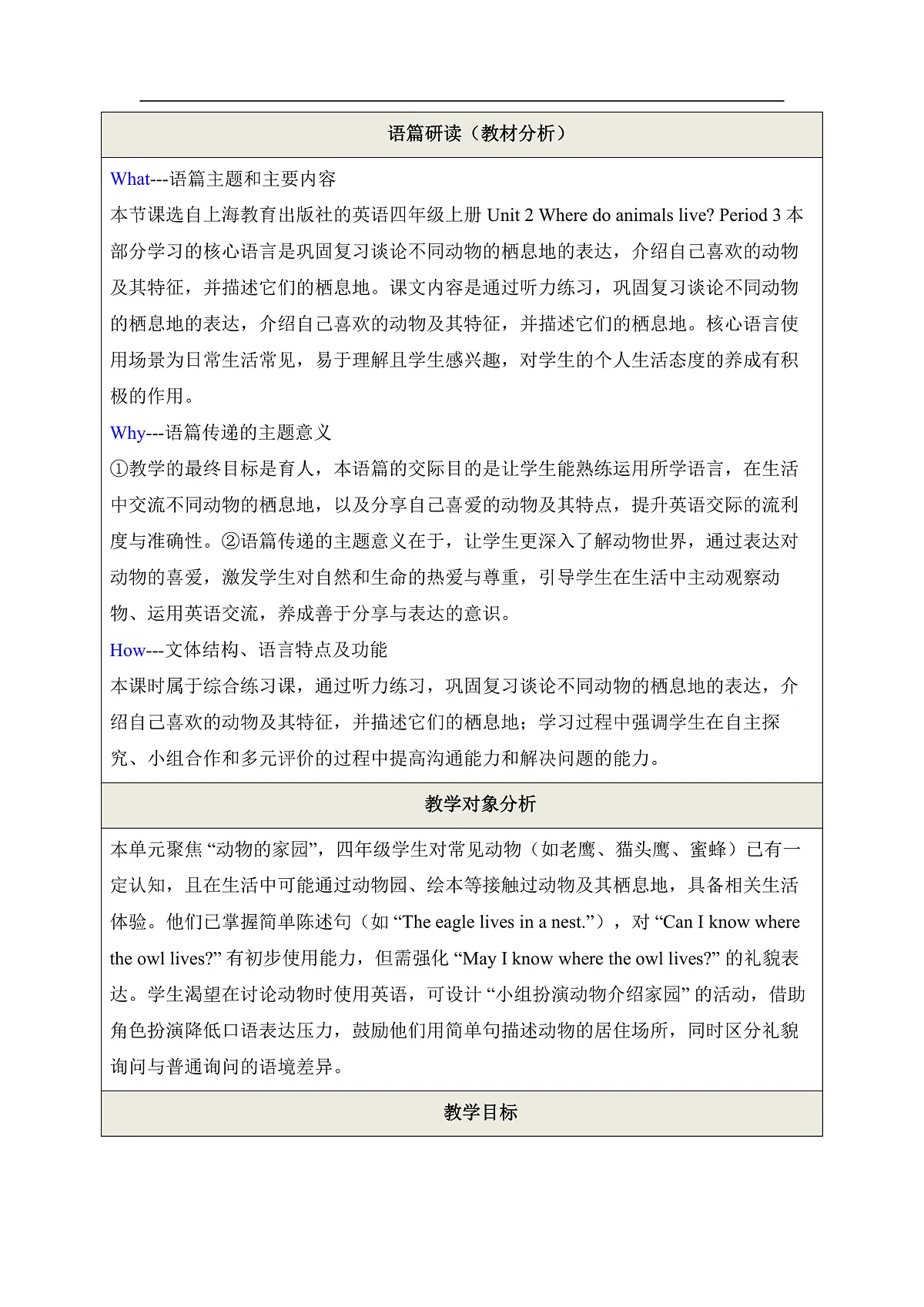 【教学评一体化】Unit 2 Where do animals live Period 3 Communicate 教学设计第2页