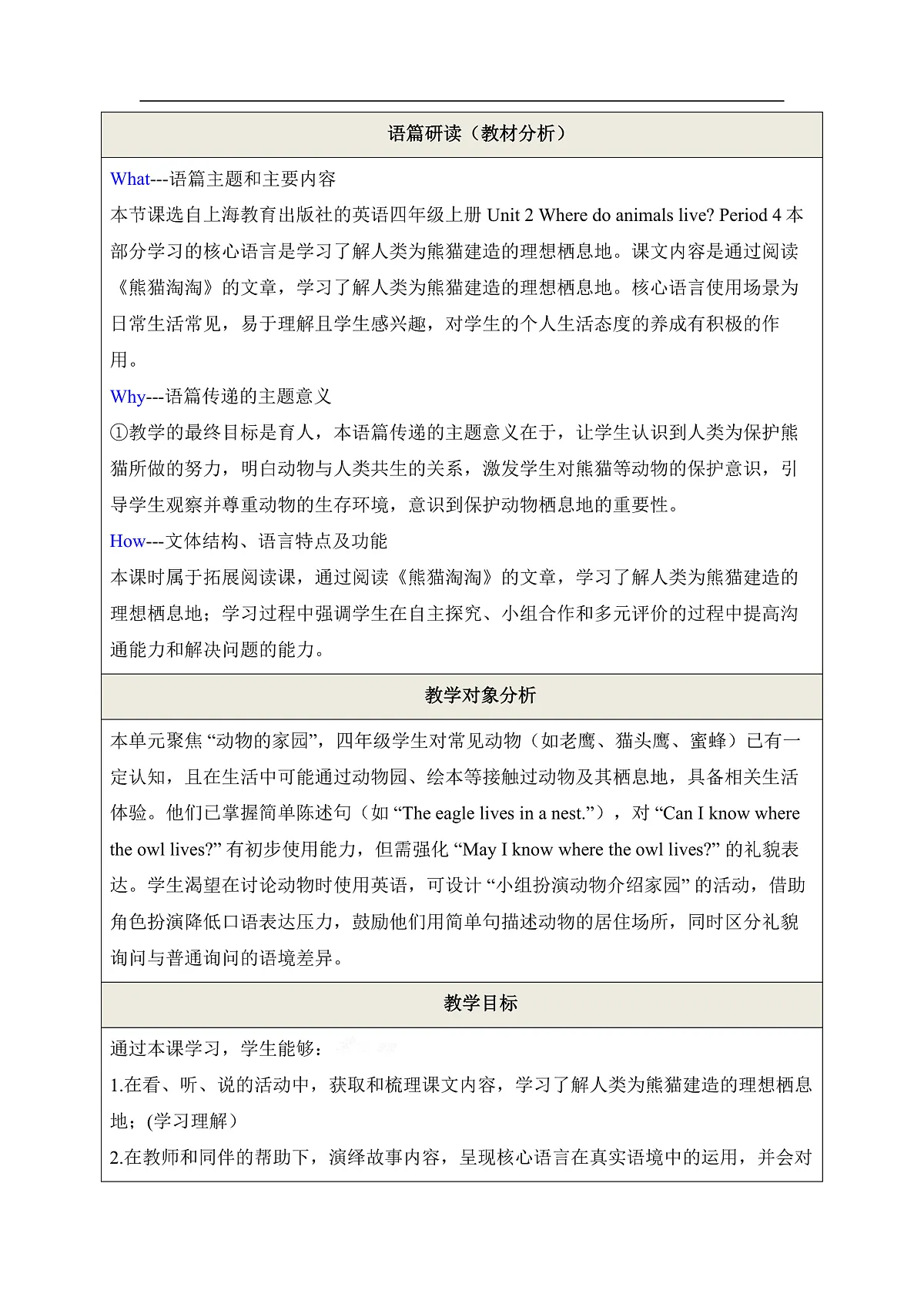 【教学评一体化】Unit 2 Where do animals live Period 4Extend 教学设计第2页