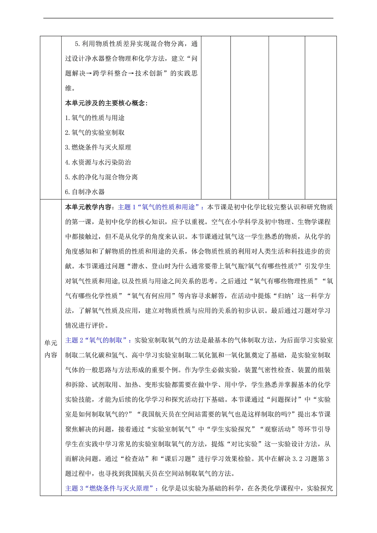 【大单元教学】第3单元 维持生命的物质——氧气、水 单元教学设计第2页