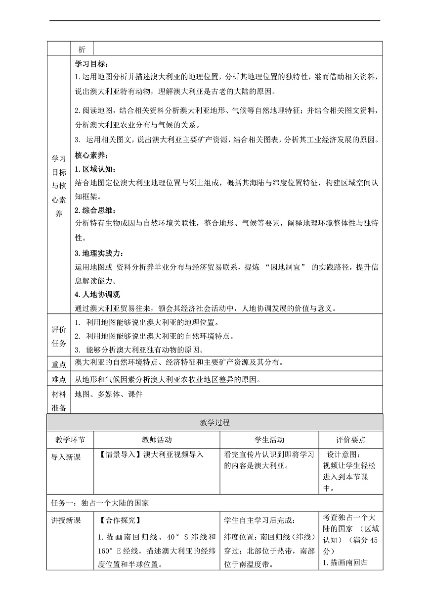 8.4澳大利亚 教学设计第2页