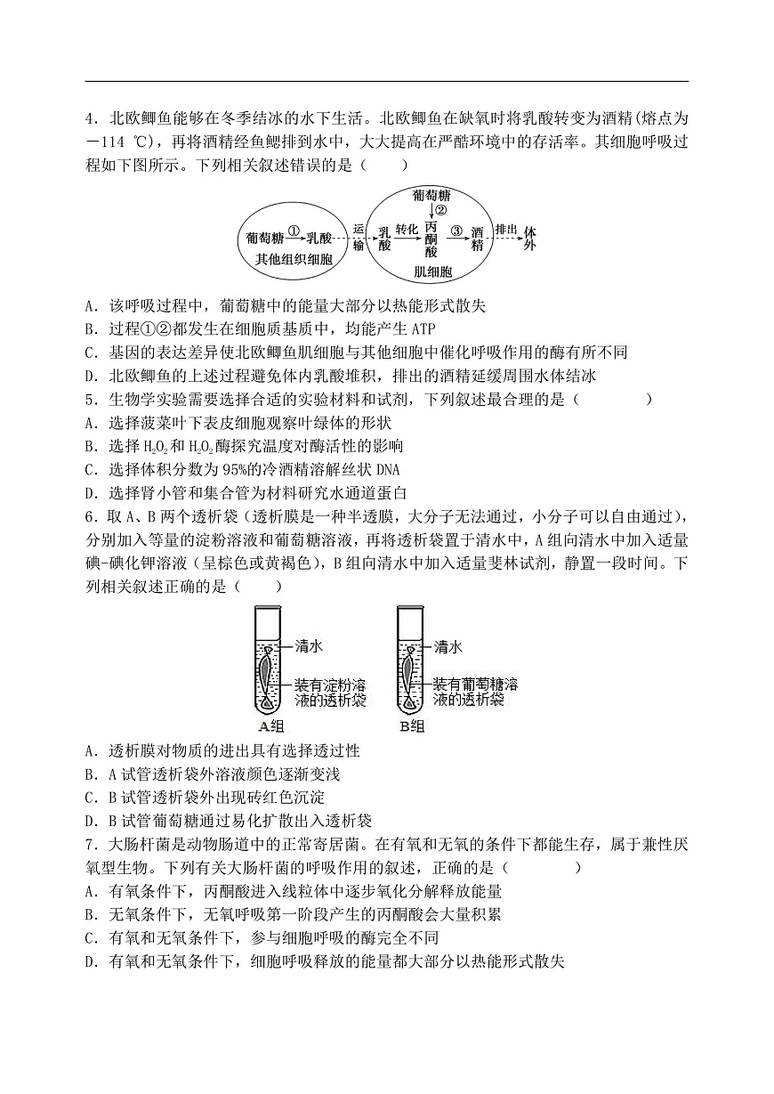 东北育才高中2025-2026学年高三年级第一次模拟考试 生物第2页