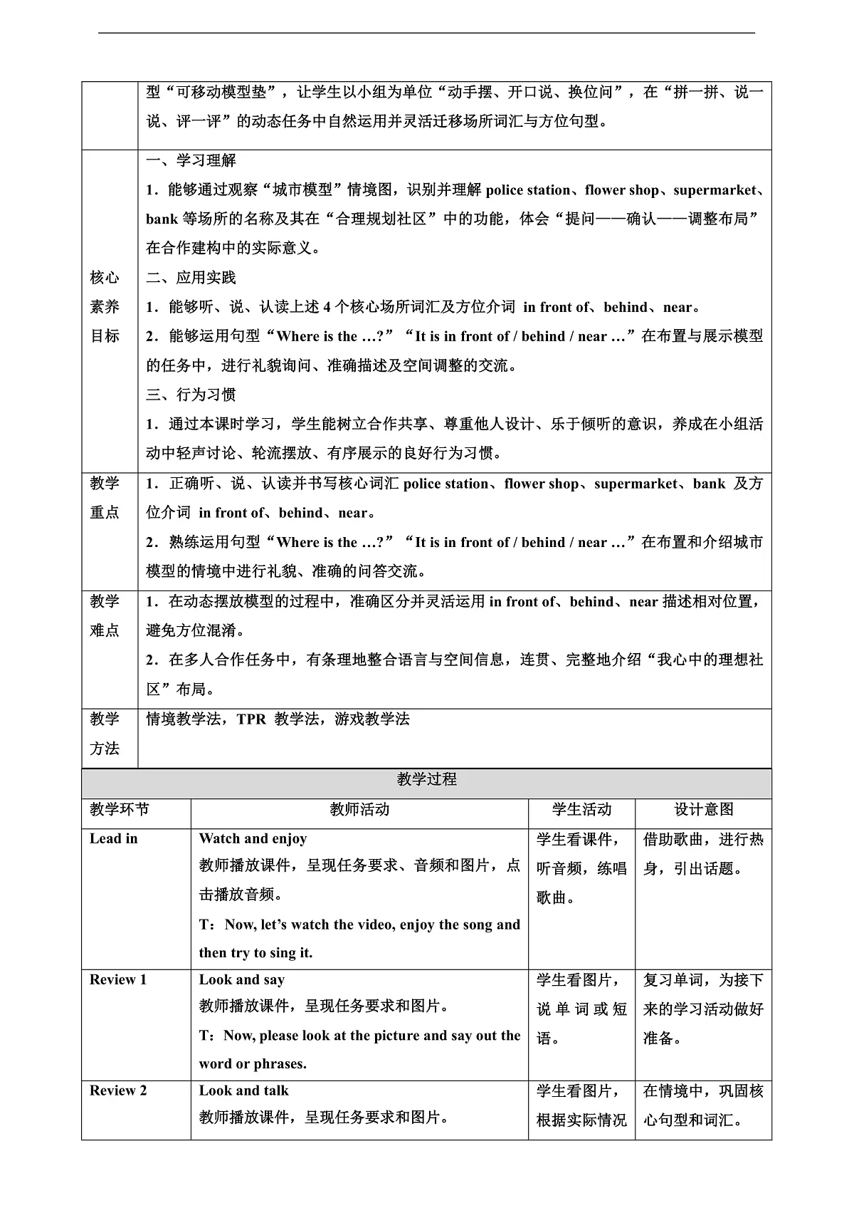 人教大同版 4A Unit 1 Places in a city Lesson 3 教案第2页