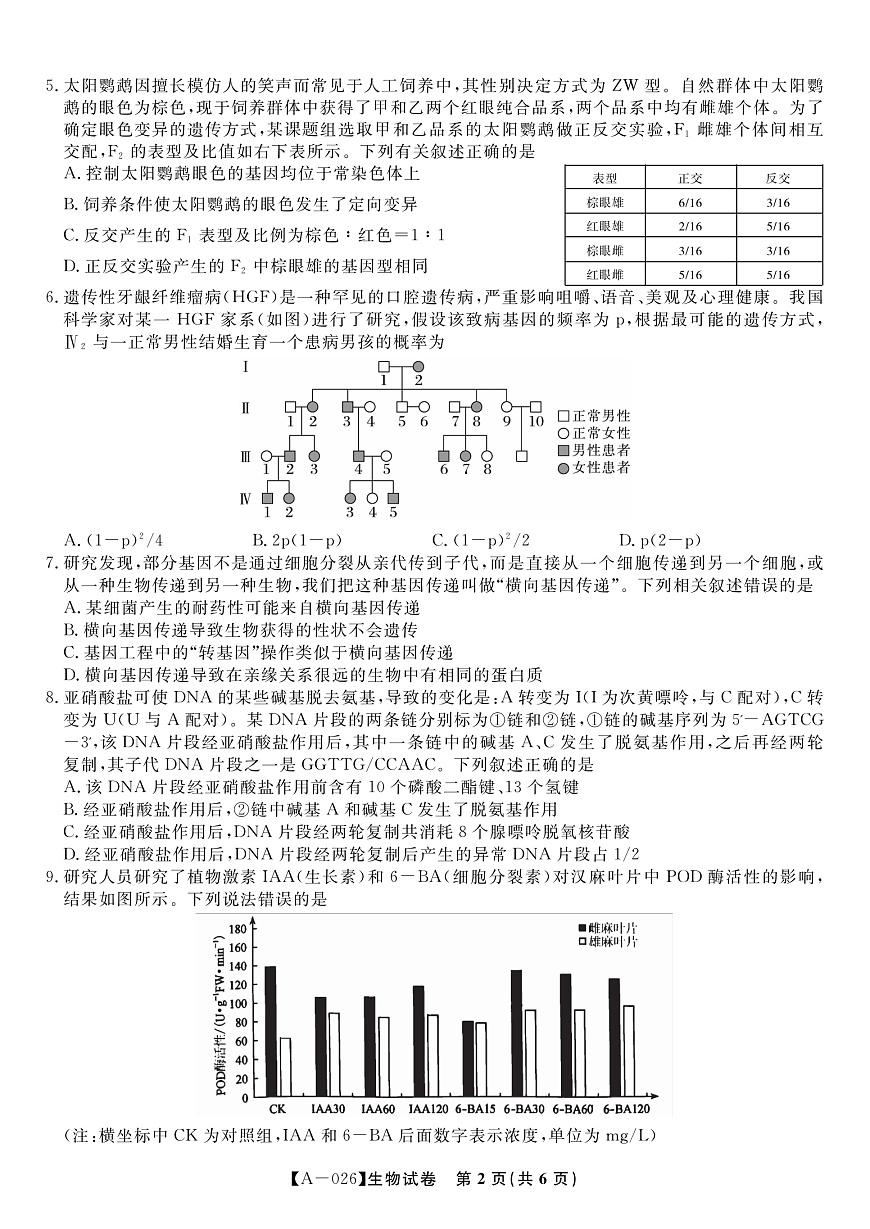 生物·2025年9月高三开学联考第2页