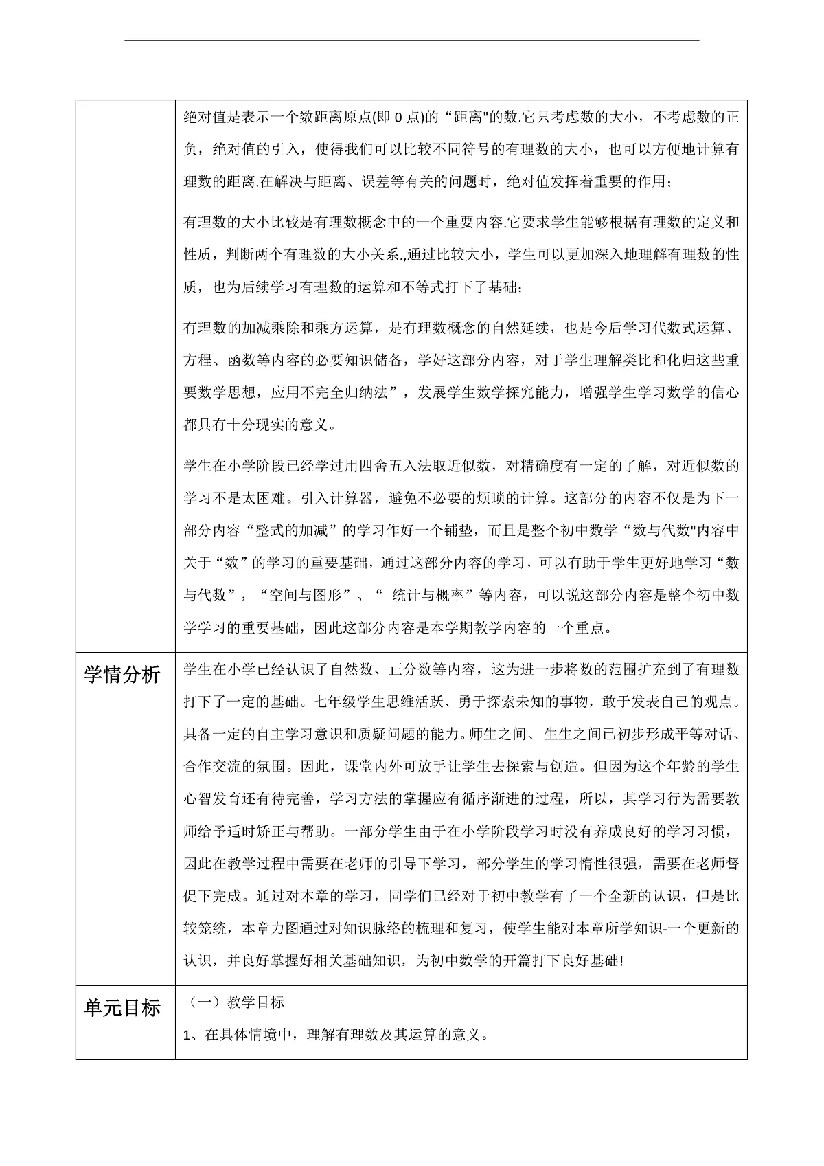 第1章 有理数 大单元教学设计第2页