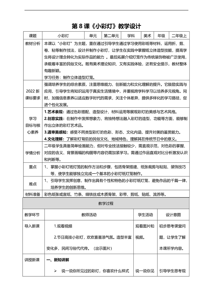 第3课《小彩灯》核心素养教学课件第1页