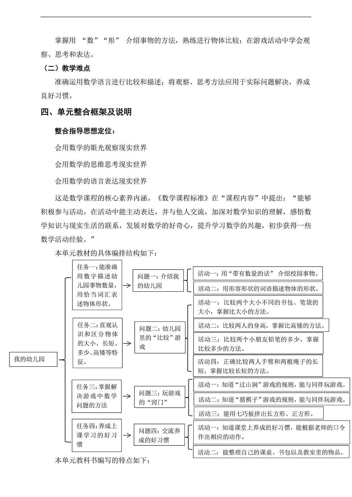 西师大版一上《我的幼儿园》单元整体设计第2页