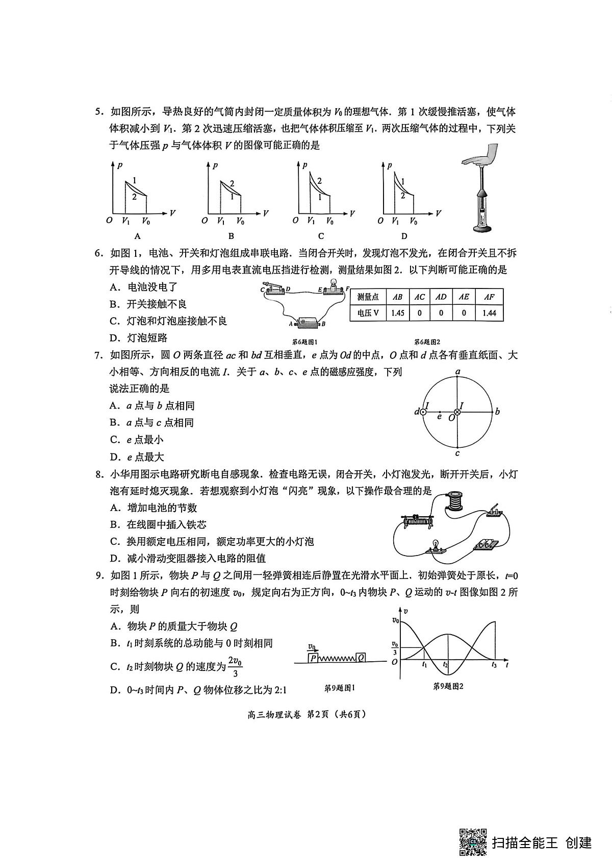 镇江市2025~2026学年第一学期高三期初监测物理第2页