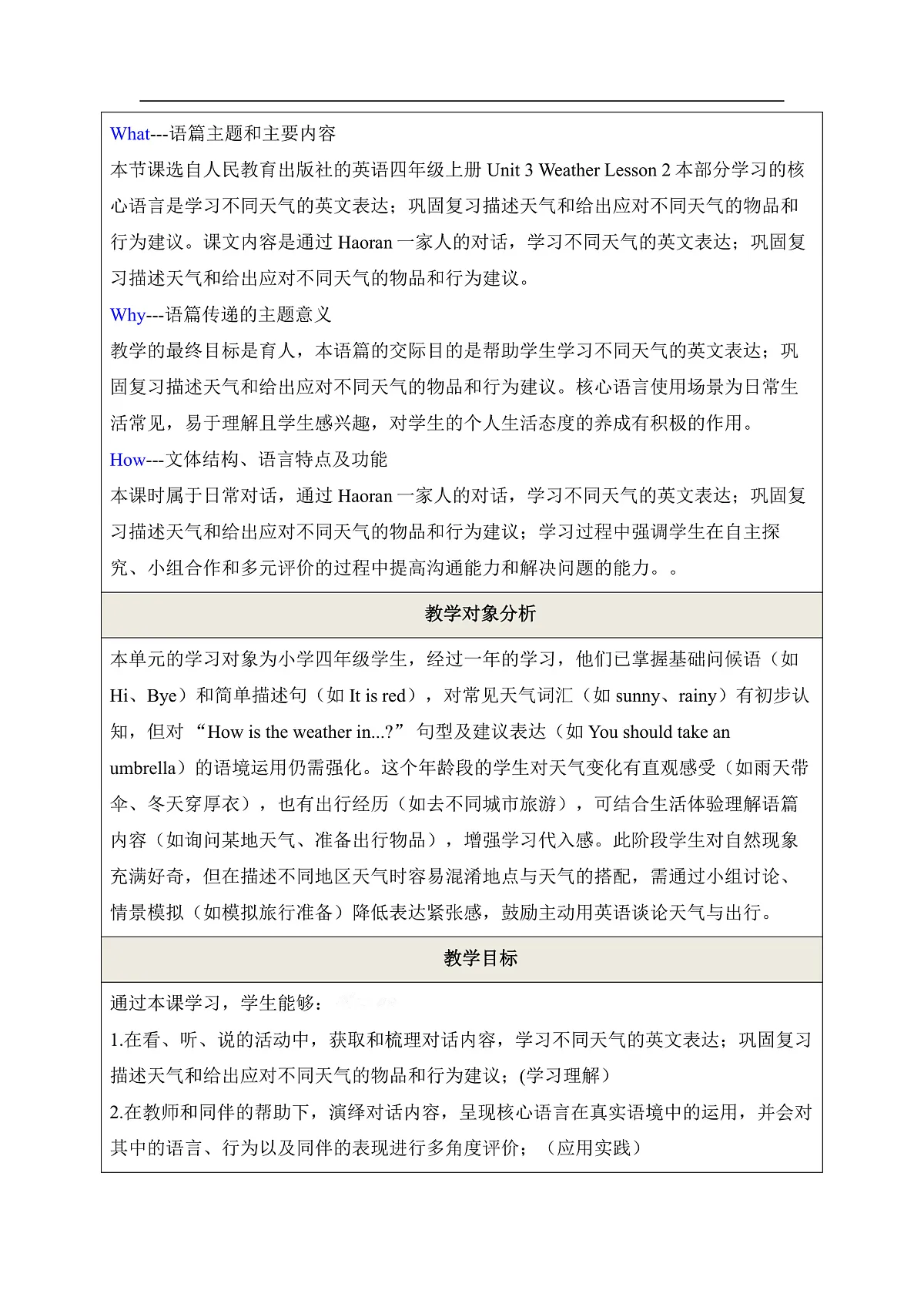 【教学评一体化】Unit 3 Weather Lesson 2 教学设计第2页