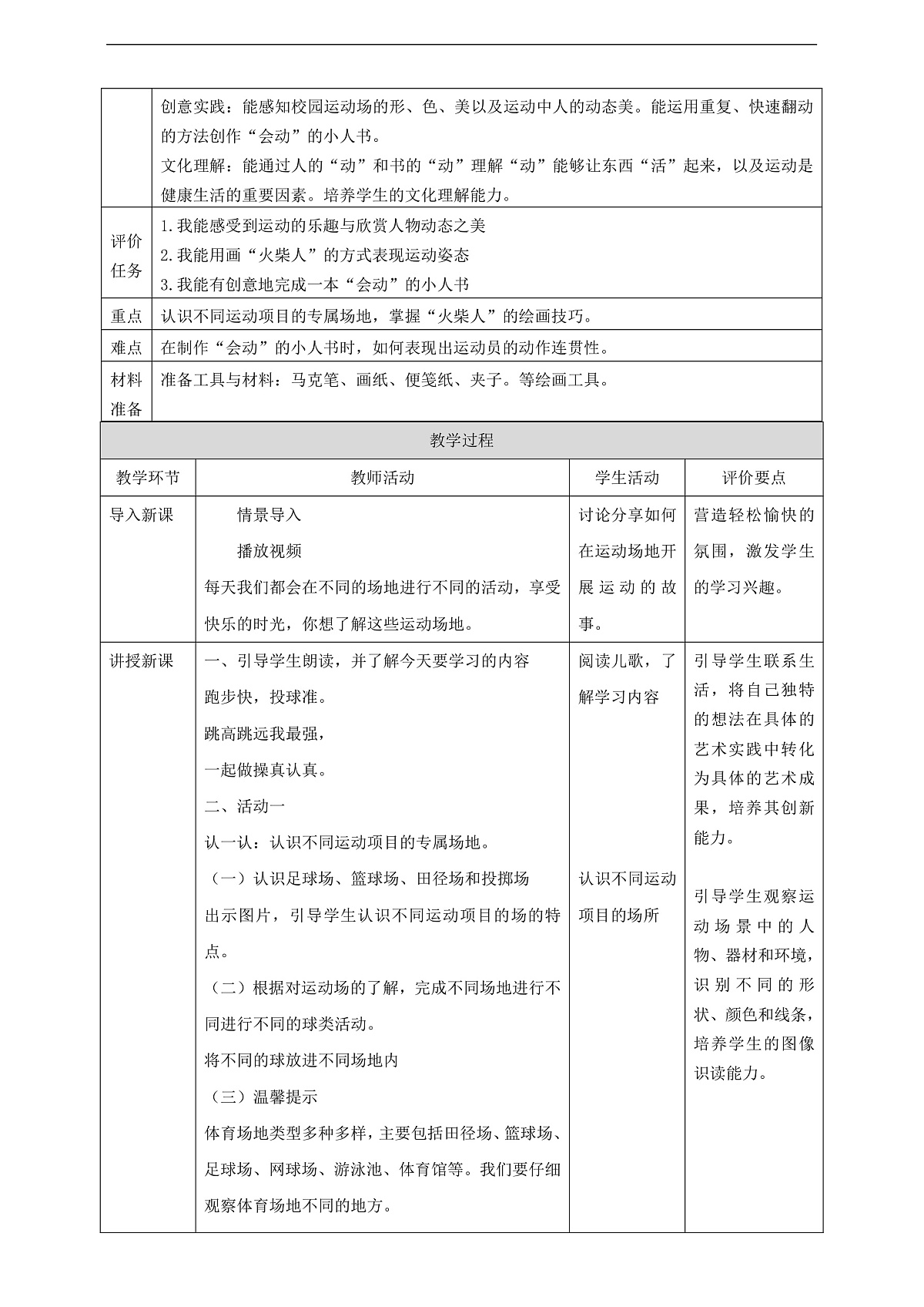 岭南美版一上 6 欢乐运动场 教学设计第2页