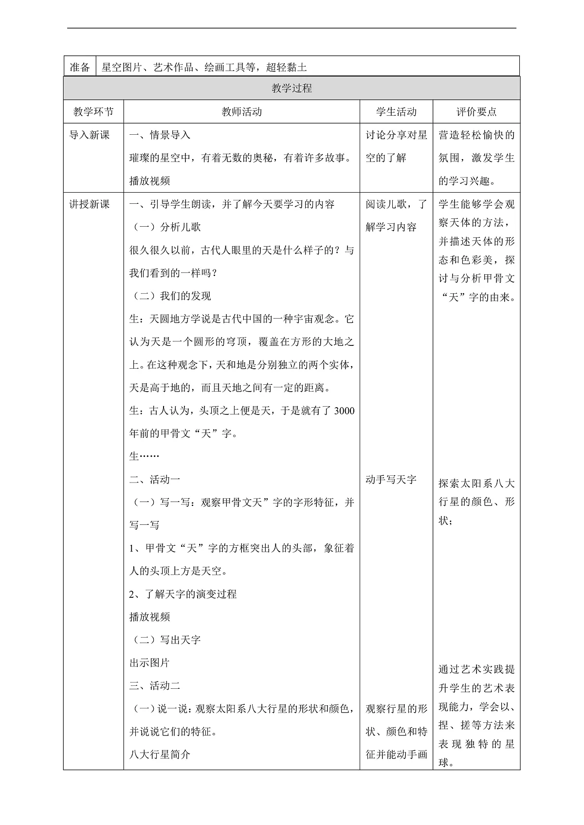 岭南美版一上 14 星空的故事 教学设计第2页