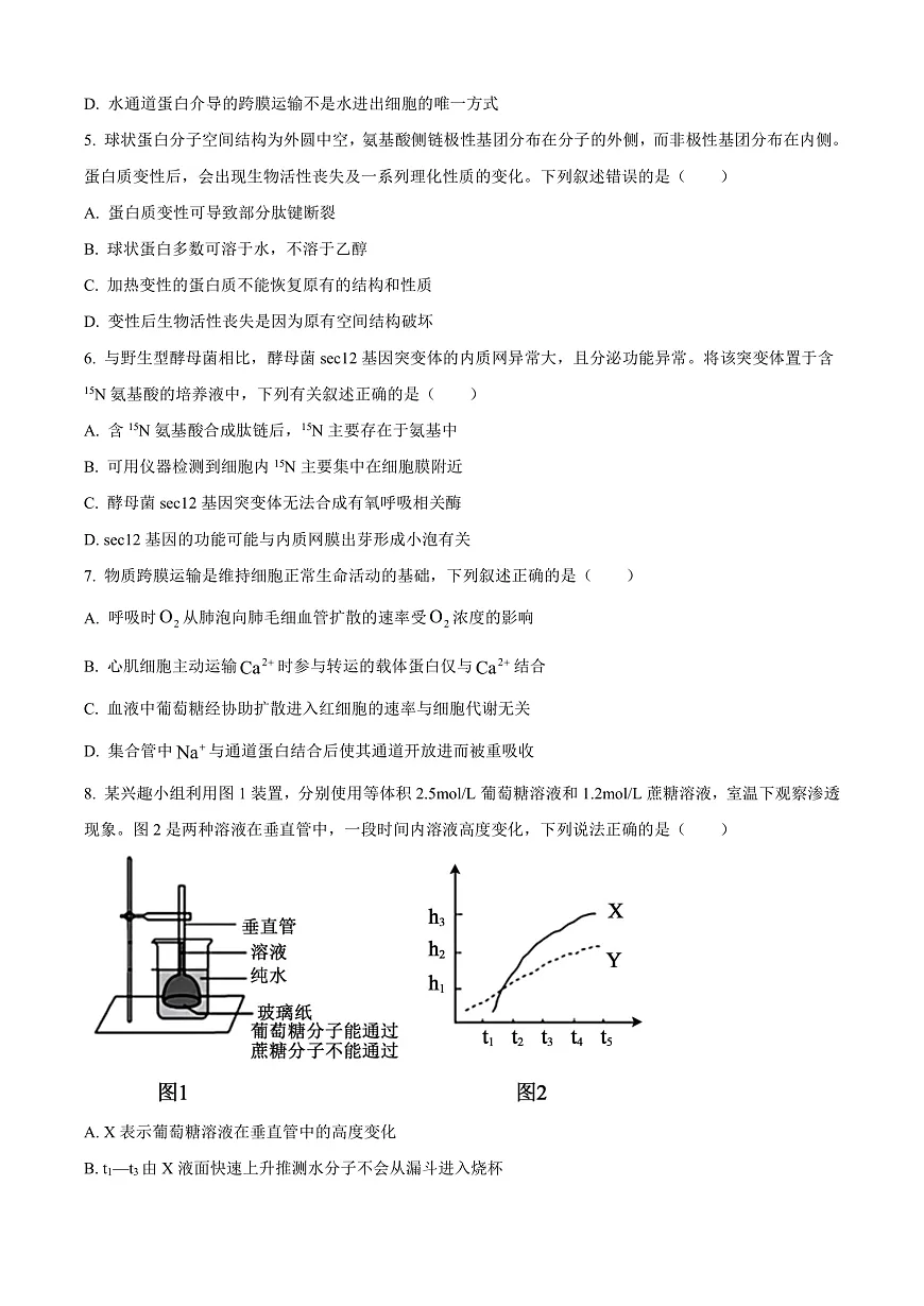 安徽省合肥市第七中学2025-2026学年高三上学期第一次质量检测生物试题 Word版无答案第2页