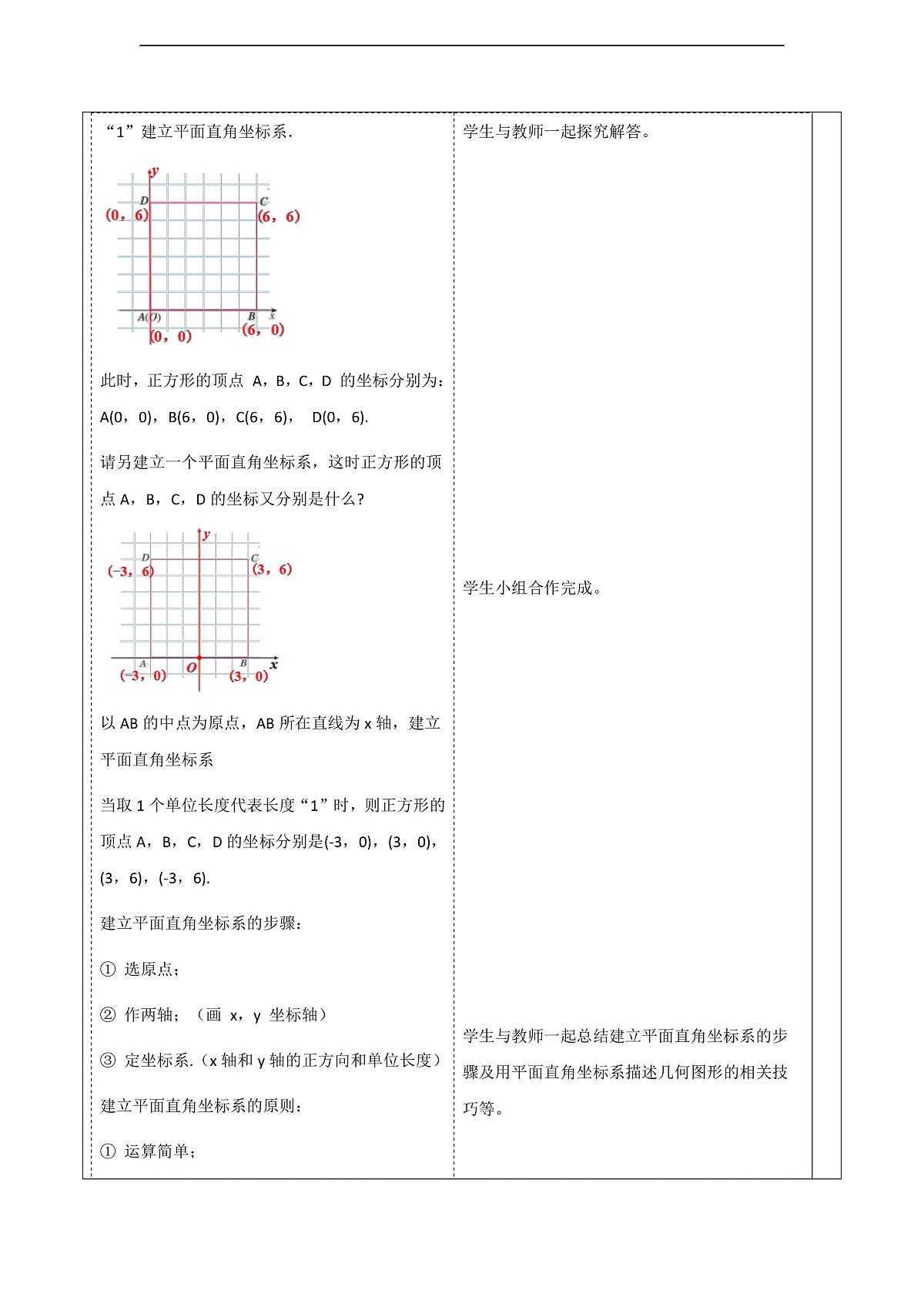 9.1.2用坐标描述简单几何图形 教案第3页