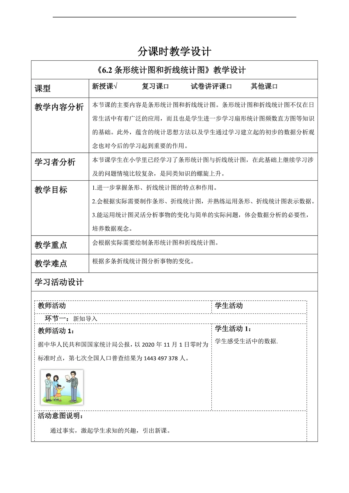 6.2条形统计图和折线统计图 教案第1页
