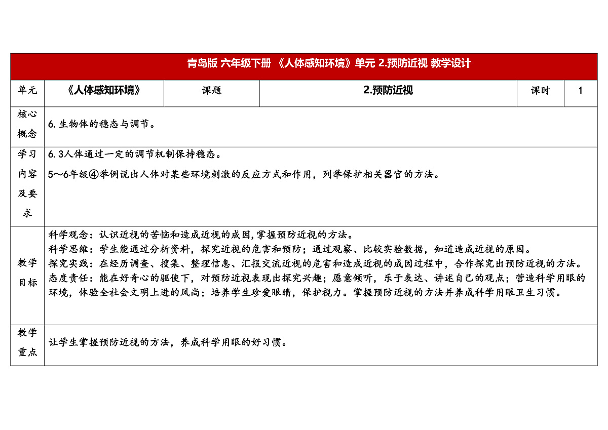 2.《预防近视》 教学设计第1页