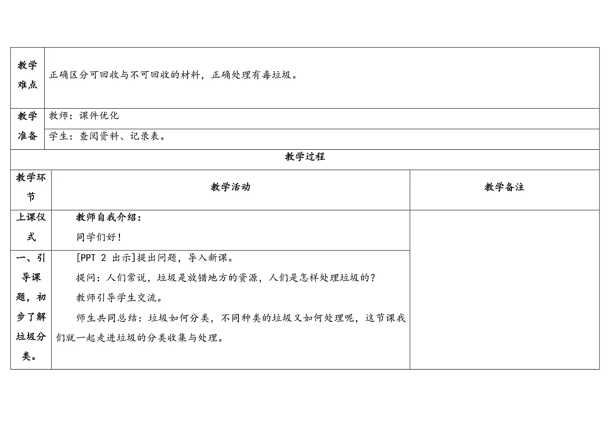 13.《垃圾的分类收集与处理》教学设计第2页