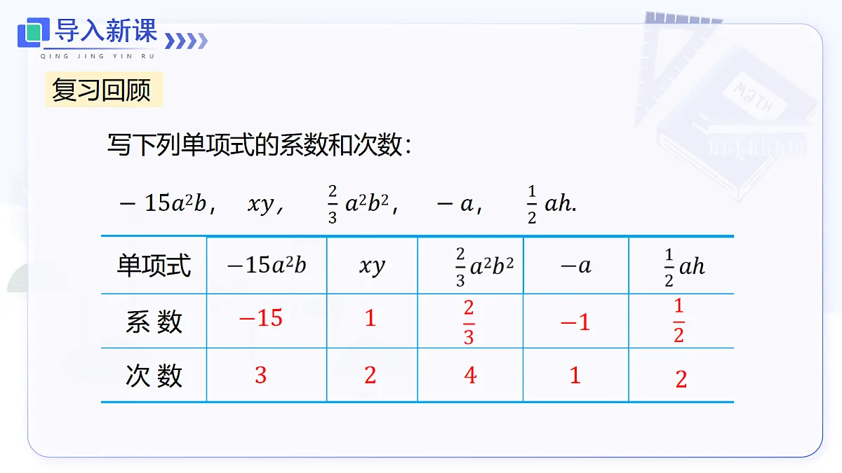 4.1 第2课时 多项式及整式第3页