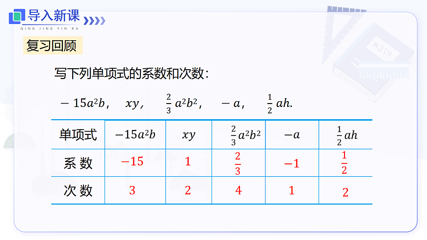 4.1 第2课时 多项式及整式第3页