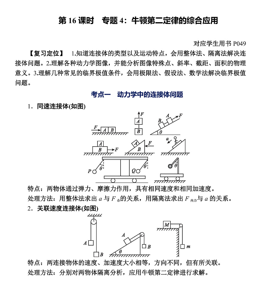 第16课时　专题4：牛顿第二定律的综合应用第1页
