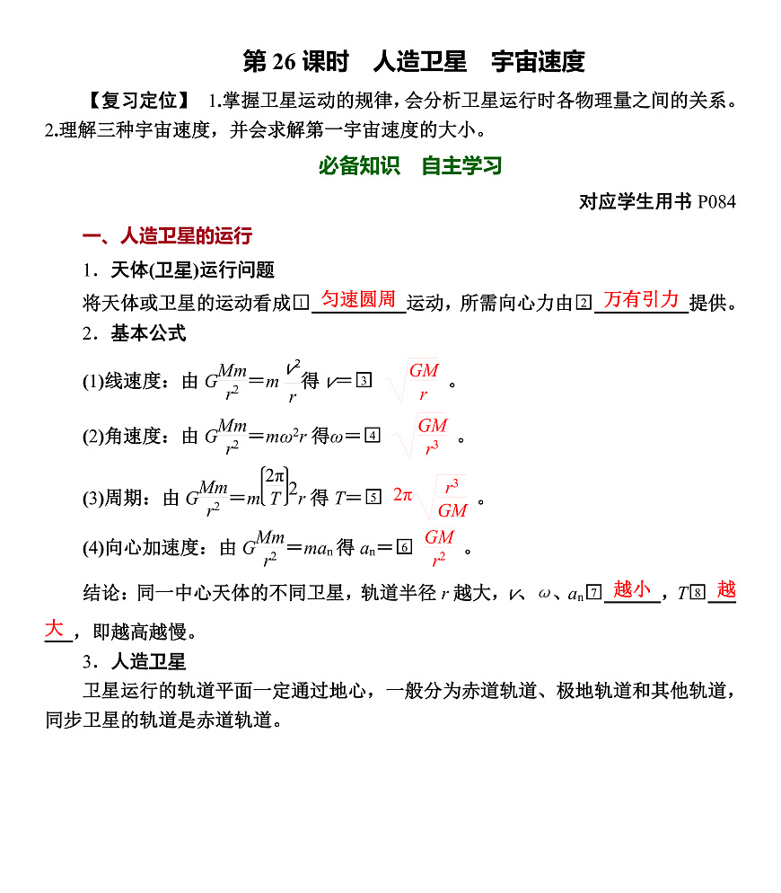 第26课时　人造卫星　宇宙速度第1页
