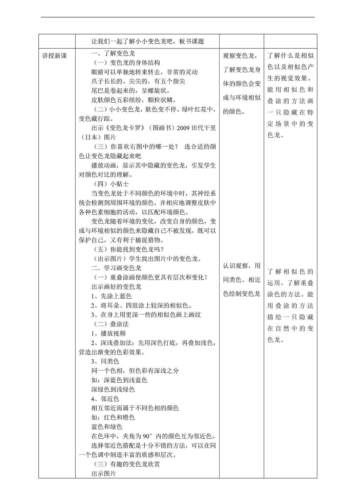 【湘版】美术 一年级上册 第四单元 3 小小变色龙 课时教案第2页